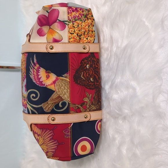 Salvatore Ferragamo Vintage Leather Canvas Jungle Print Tote - Picture 4 of 8